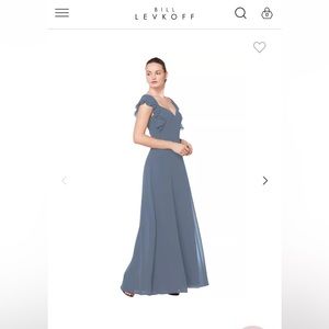 Bill Levkoff Slate Blue Chiffon Sweetheart A-line Dress